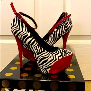 Zebra Velvet Heels